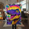 dinosaur Print Flannel Blanket, High quality Comfortable for All Seasons, Home Decor, Warmth and Comfort, Perfect for Christmas Gifts