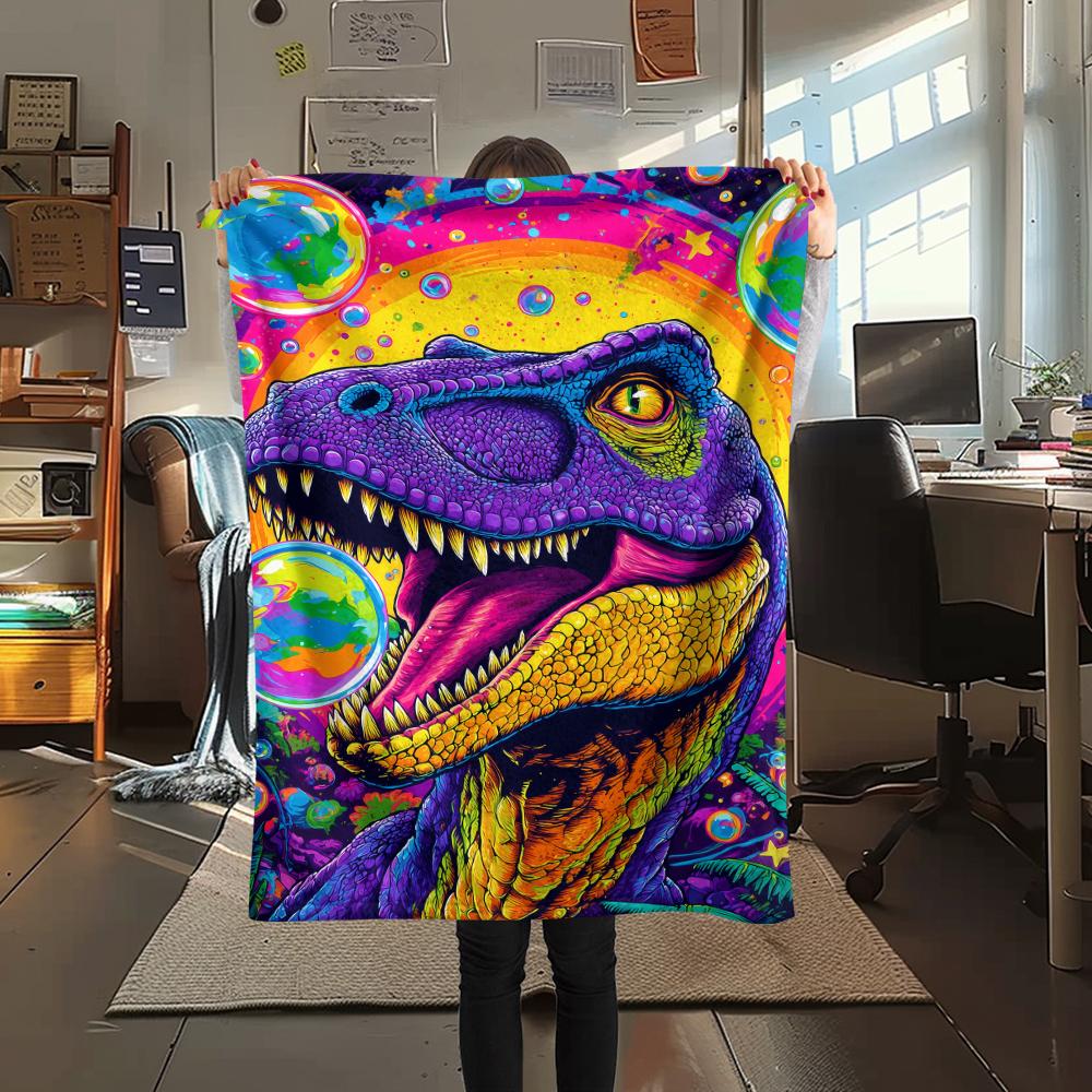 dinosaur Print Flannel Blanket, High quality Comfortable for All Seasons, Home Decor, Warmth and Comfort, Perfect for Christmas Gifts