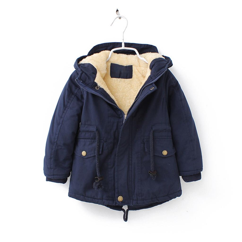 Children's Solid-color Thickened Coat Jackets For Girls And Boys