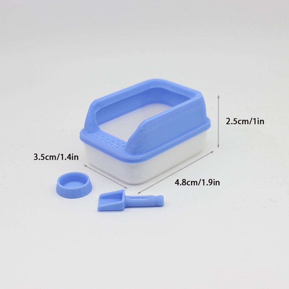 

3Pcs/set Mini Cat Litter Box Miniature Doll Home Decoration Cute Pet Supplies синий