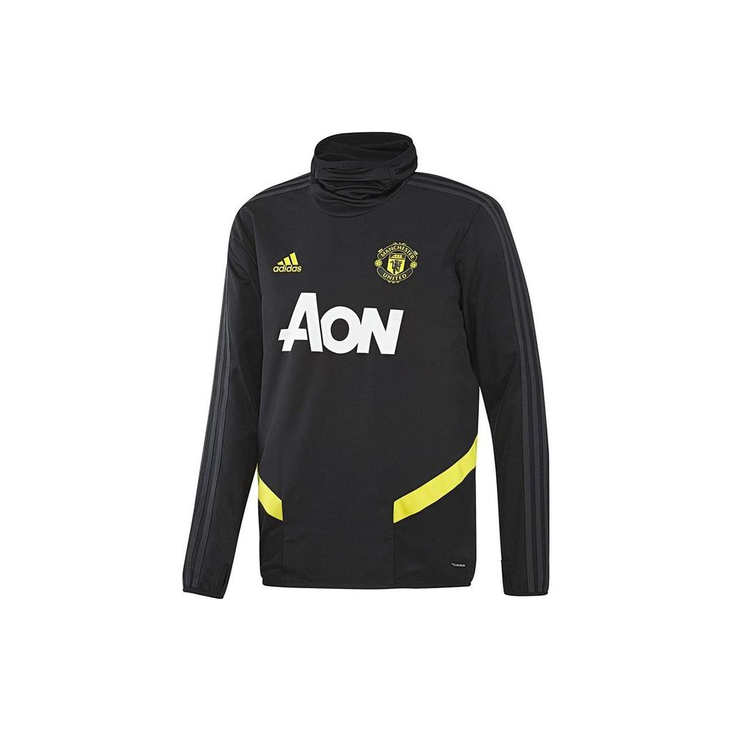 Adidas Logo Letter Print High Neck Fleece Thumb Hole Training Long Sleeve Football Shirt Men Tops Black DX9032