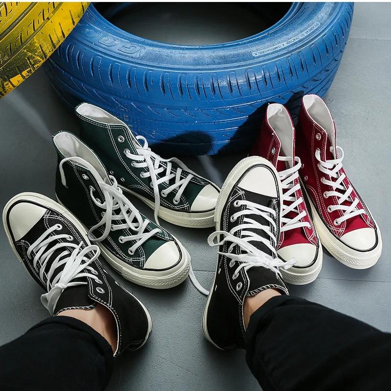 Pantofi Clasici Negri Solizi din Pânză Primăvară Înalți Outdoor Casual Adidași Confortabili Respirabili Încălțăminte