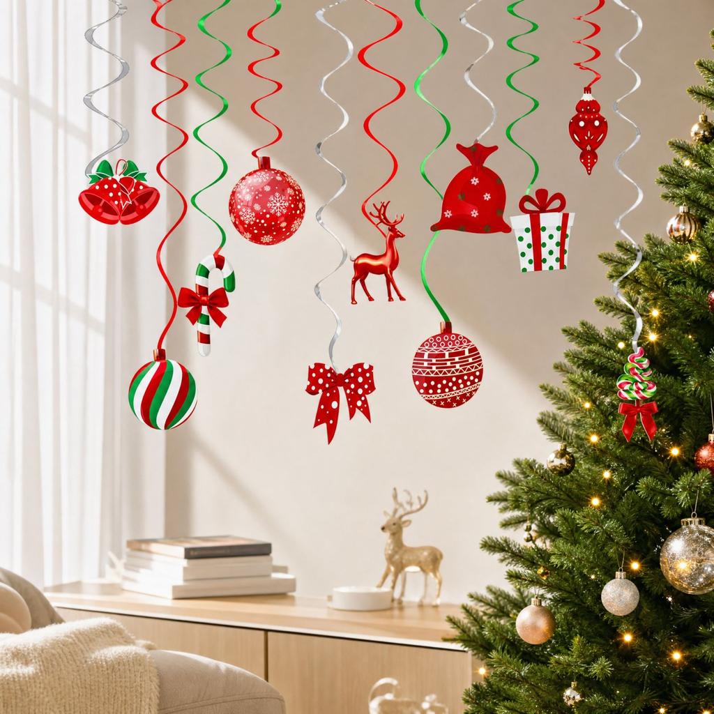 12 Pack Christmas Tree Ornaments Hanging Decorative Pendants for Holiday Party