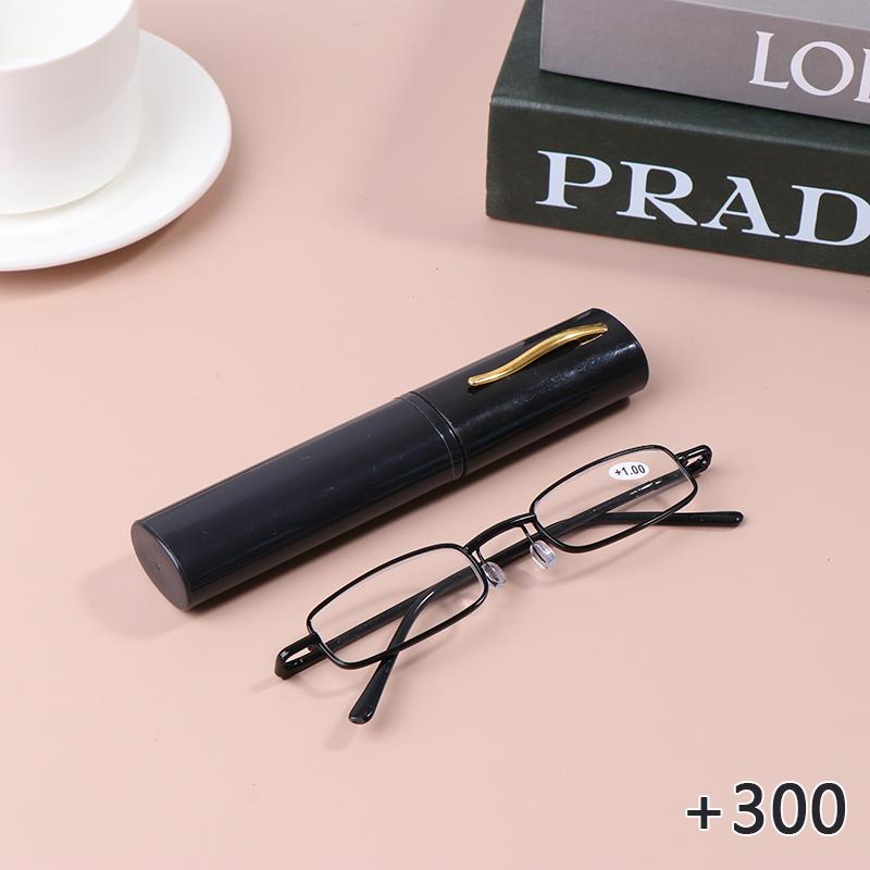 

Элегантные портативные мини-очки для чтения с металлической оправой для ручек, очки для пресбиопии с коробкой as the picture