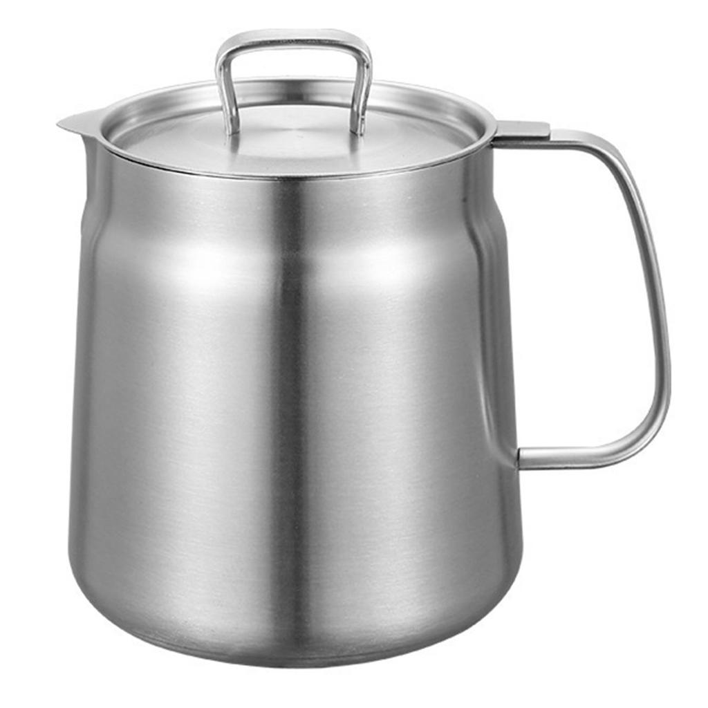 Grease Container 304 Stainless Steel 1.5L Cooking Oil Keeper Bacon Grease Storage Can with Fine Mesh Strainer and Lid