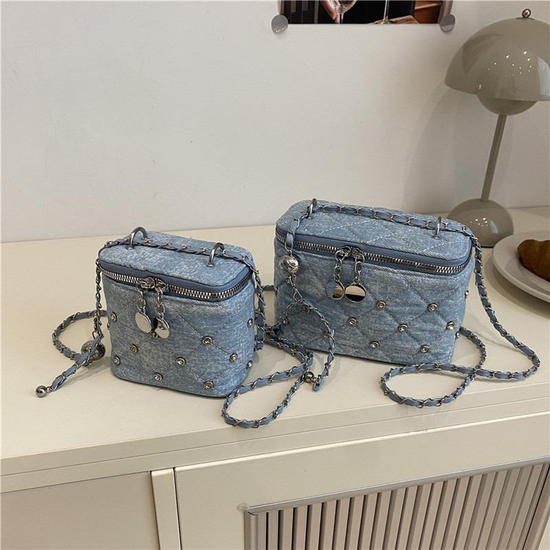 New denim rhombus chain box bag temperament versatile shoulder bag fashion versatile small bag