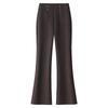 Women's High-Waist Khaki Wool Blend Flared Pants - 2024 Autumn/Winter Style