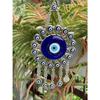 Silver Evil Eye Wall Hanging – Handmade Turkish Blue Nazar Amulet | Spiritual Protection Charm for Home & Office