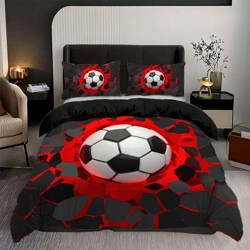 Quilt Cover Bedding 3D Printing Three-Piece Set Home Textiles Technology Sense Football Sports