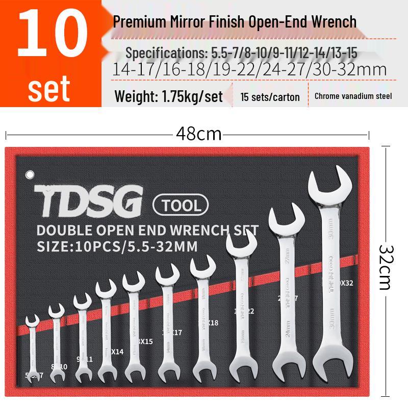 Heavy-Duty Double-Headed Open-End Wrench Set for Auto Repair - 14mm Fork Opening