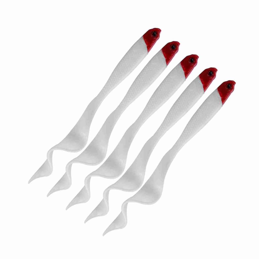 5 st Röd Huvud Konstgjord Fisk Mjukt Fiskebete Fiskdrag Utrustning (rödhårig)