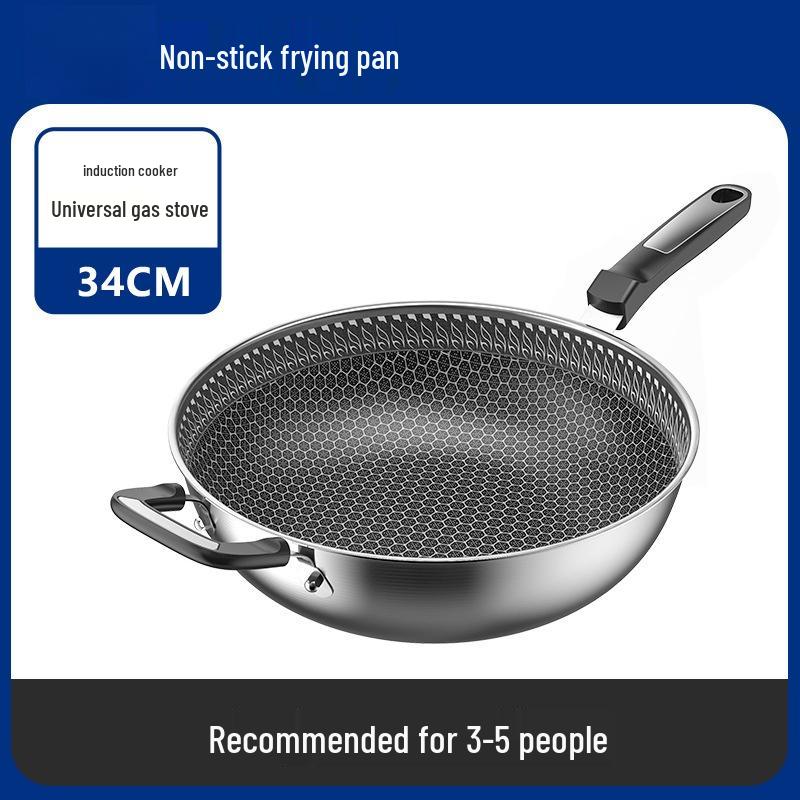 ZISIZ 34cm Universal Stainless Steel Non-stick Pot