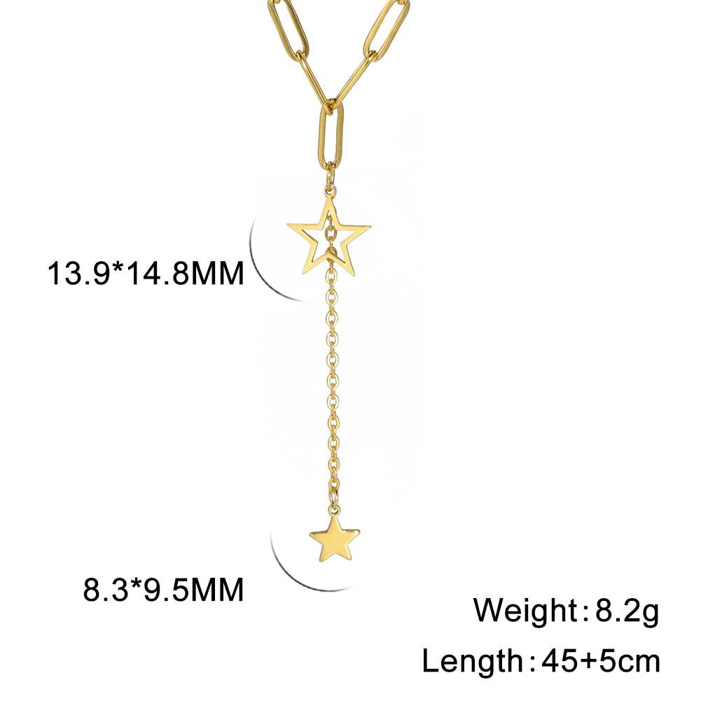 KKjoy Star Pendant Necklace for Women Silver Color Stainless Steel Beads Double Chain Collars Minimalist Jewelry Accessories New