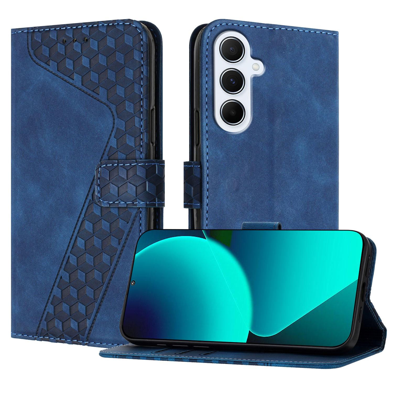 

For Samsung Galaxy A56 5G Leather Case 7-Shaped Pattern Wallet Stand Shockproof Phone Cover Blue