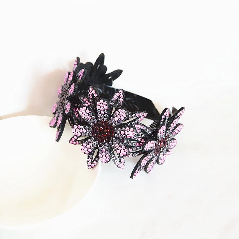 Double-Layer Rhinestone Flower Hair Clip & Hair Tie: Elegant Bun Styling Accessory