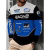 [Letter Pattern Element] Trendy WTTG Men's Racing Print Long Sleeve T-Shirt | Round Neck Casual Sports Top
