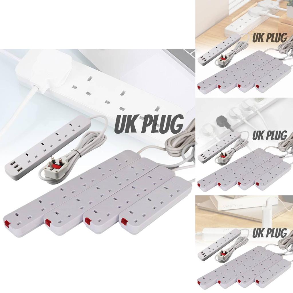 13a British Power Strip With 3 Meter Extension Cord And Multiple Outlets For Enhanced Convenience