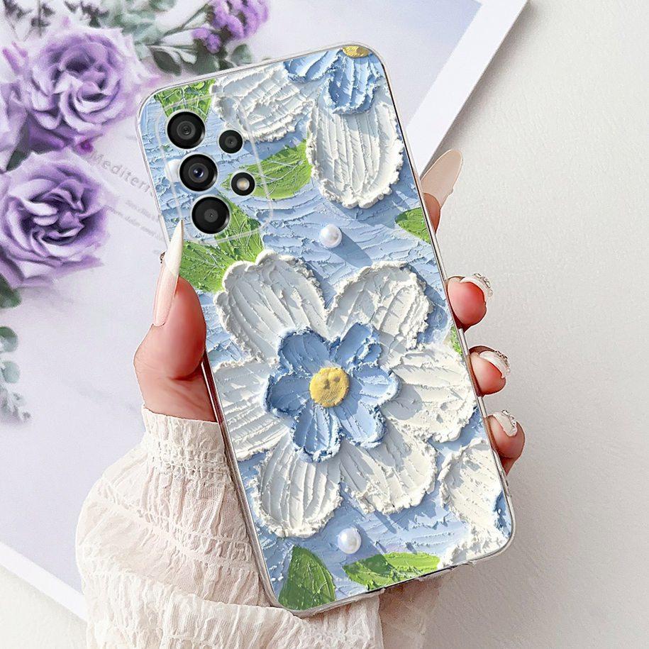 Case For Samsung Galaxy A23 A33 A53 A73 5G Cover Popular Flower Bowknot Soft Silicone Phone Case For Samsung A53 5G A536B Bumper
