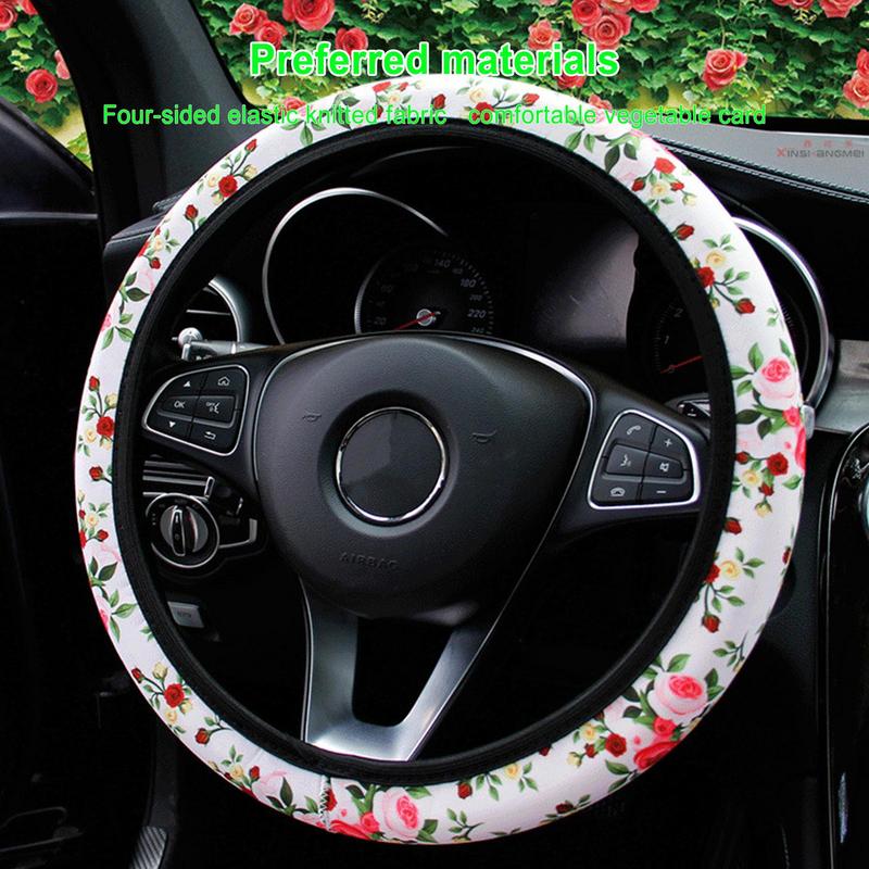 Floral Auto Steering Wheel Covers Steering Wheel Cushions Comfort Grip Protector Universal Floral Car Automotive Cushions