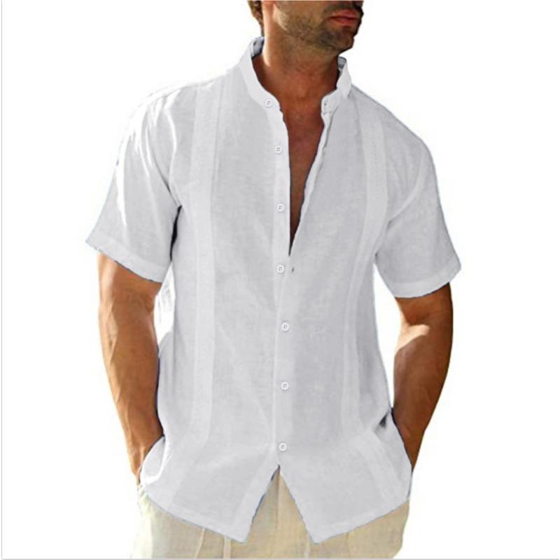 Summer Men's Shirt Button Short Sleeved Design with Stripes for Coolness Solid Color Top Shirts Men’s