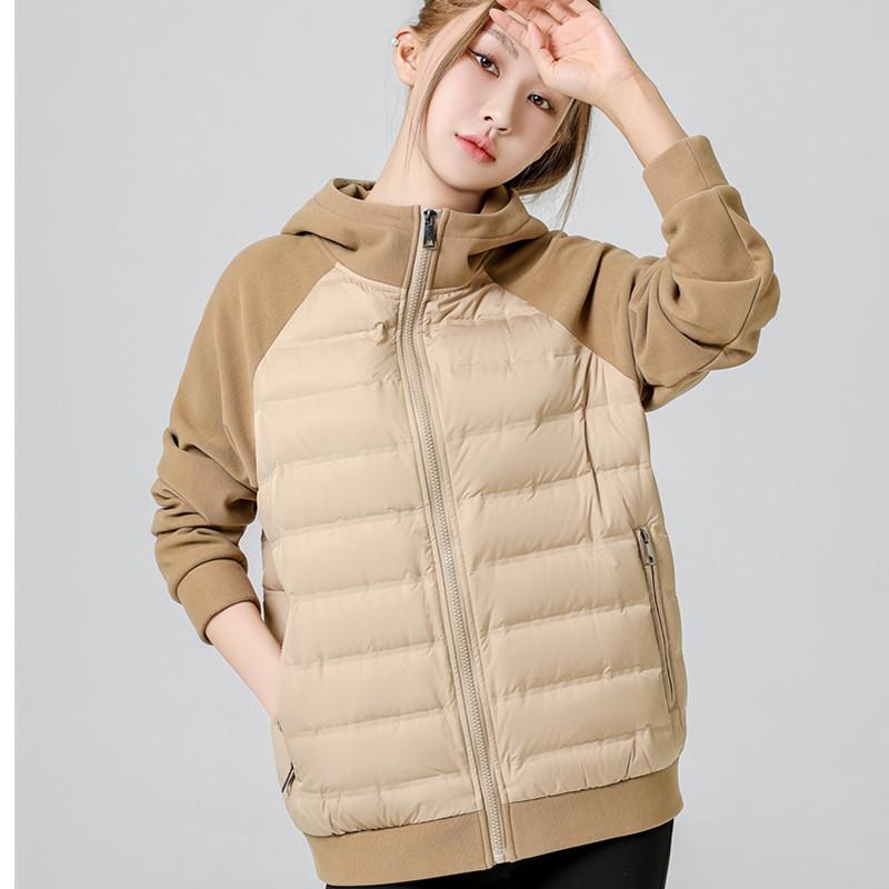Couple Hooded Thin Splicing Sweater Down Jacket Men's and Women's Short Autumn and Winter New Casual Versatile Jacket