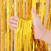 3 Pack 3.3x8.2 Feet Gold Foil Fringe Backdrop Curtains, Tinsel Streamers, Fringe Backdrop for 2025 New Years Eve, Graduation, Birthday, Baby Shower,