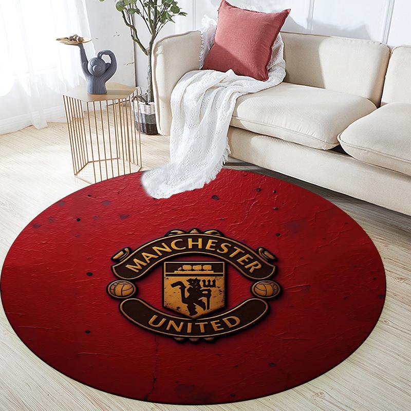 Man Utd Round Area Rug,Carpet Rug for Living Room Bedroom Sofa Playroom Decor,Non-slip Floor Mat