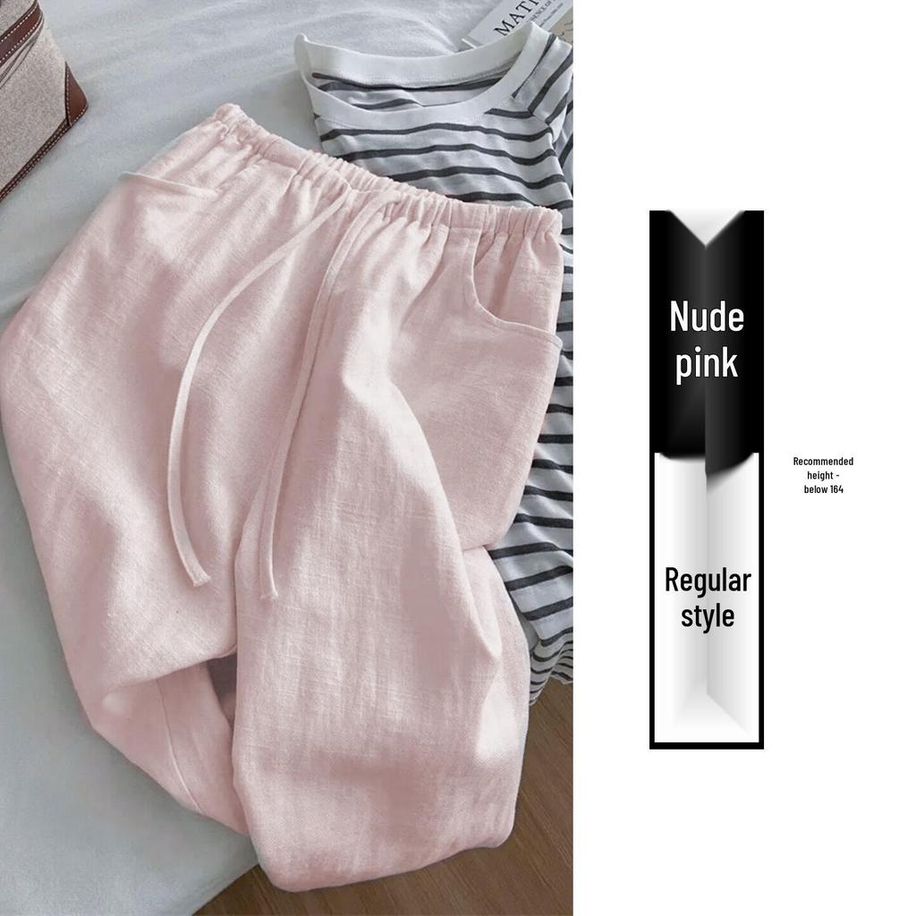White Linen Wide-Leg Women’s Pants - Summer 2026 Old Money Style, Lightweight Loose Drape, Casual Straight-Leg.