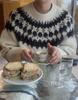 Men's Fair Isle Jacquard Slim Fit Round Neck Sweater - Trendy Autumn/Winter Knitwear