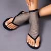 New women's flat-soled sandals breathable mesh hot diamond toe sandals fashion