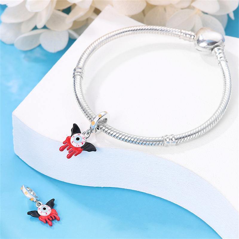 Halloween Glow Color Changing Skeleton Ghost Cucurbit Charm Bead Component Bead Components Compatible With Authentic Original Bracelet High Quality