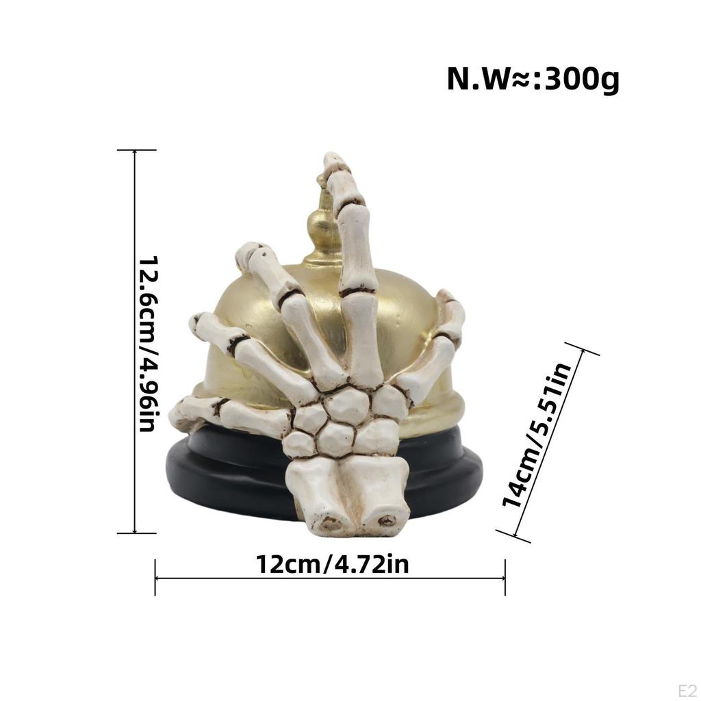 Halloween Skeleton Hand and Bell Statue Resin Figurine Gift Collectible Ornament Sculpture for