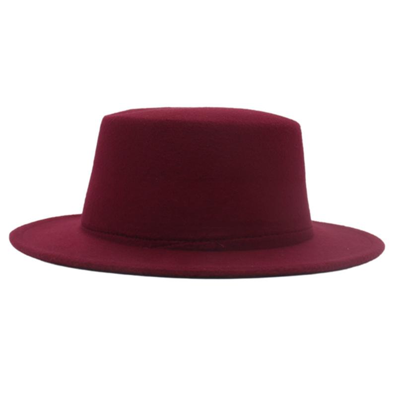 French Top Hat, Flat Top, Small Brim, Wool Solid Color Gentleman And Lady Versatile Felt Hat
