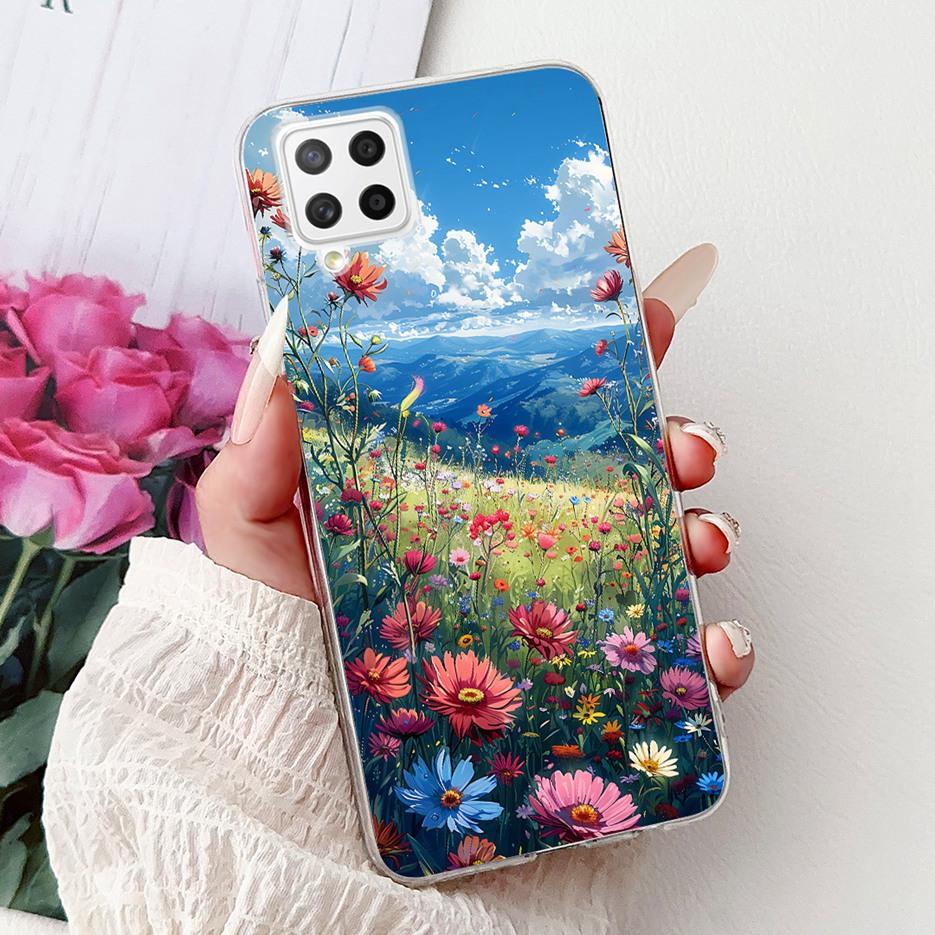 For Samsung Galaxy A22 4G Case Coloful Flowers Painted Cover Soft Slim Phone Case For Samsung A22 A 22 Galaxy A42 5G Fundas Bags