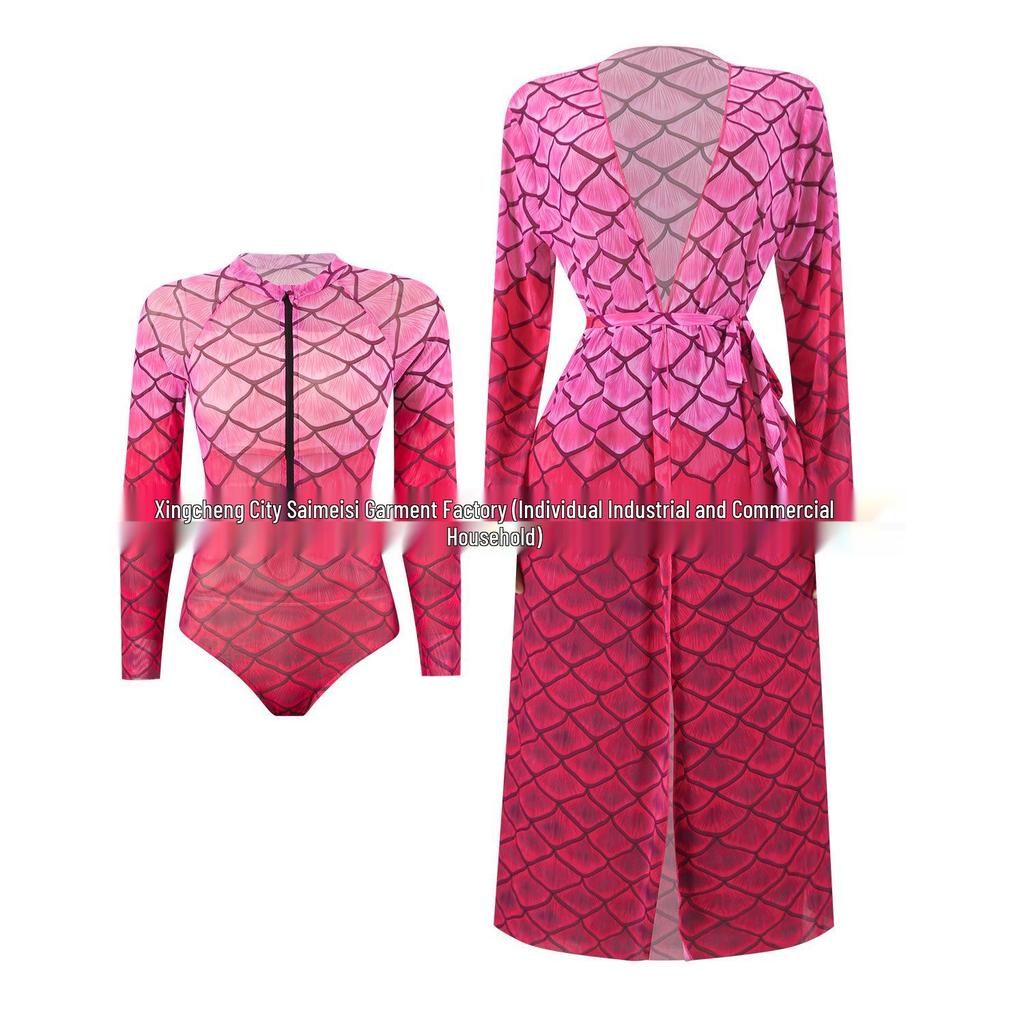 UPALNIK Women's Long-Sleeve Mesh Sun Protection Swimsuit Cover-Up