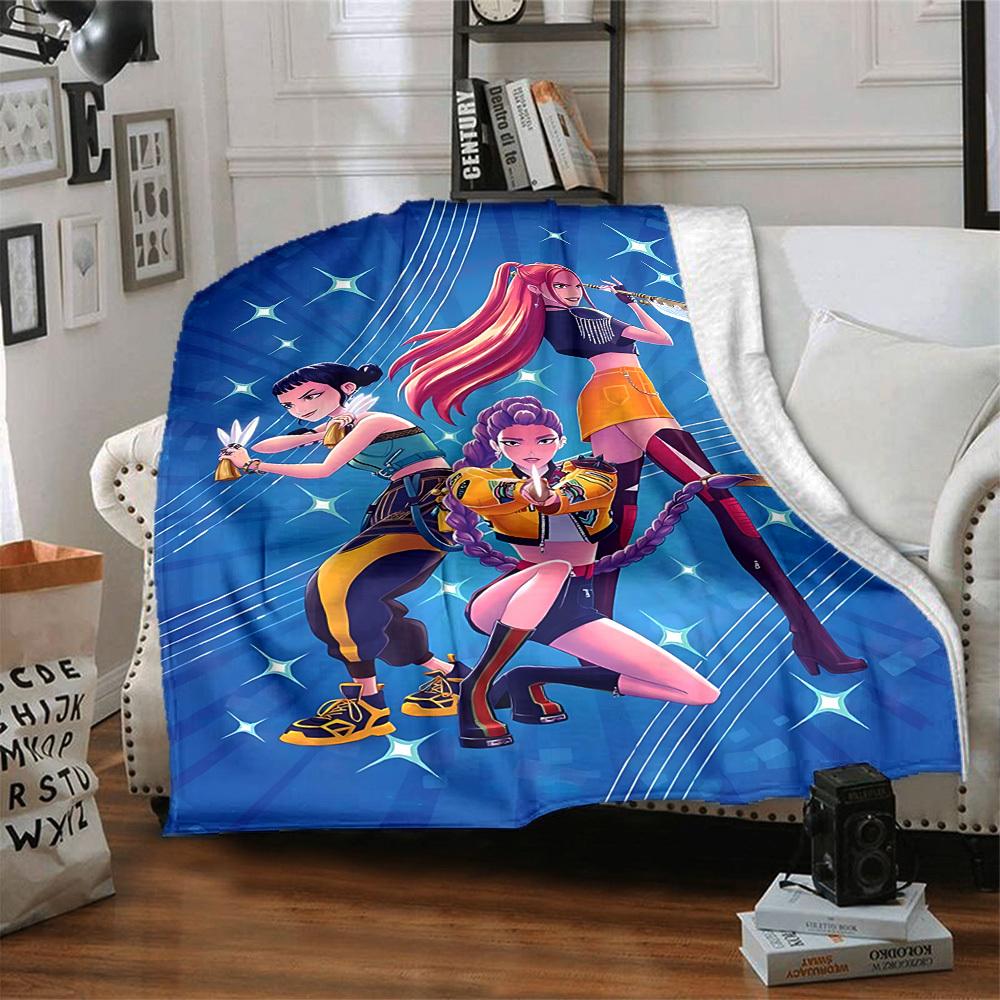 1PC K POP Demon Hunters, Huntrix Blanket, Throw For Sofa, Bed, Travel, Camping, Livingroom,
