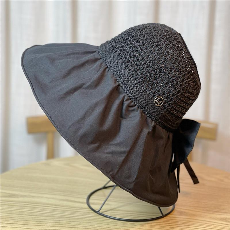 2022 Summer Wide Brim Sun Hat Women's Breathable Fishing Hat Adjustable Ponytail Sun Hat