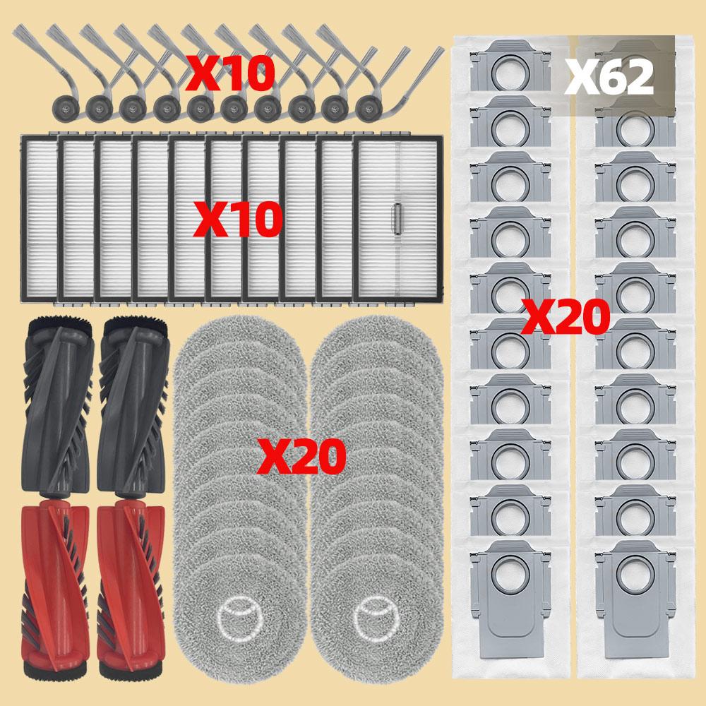Fit For Roborock Qrevo CurvX / Qrevo EdgeT / Saros 10R / S9 MaxV Slim / G20s Ultra Main Side Brush Filter Mop Cloth Dust Bag