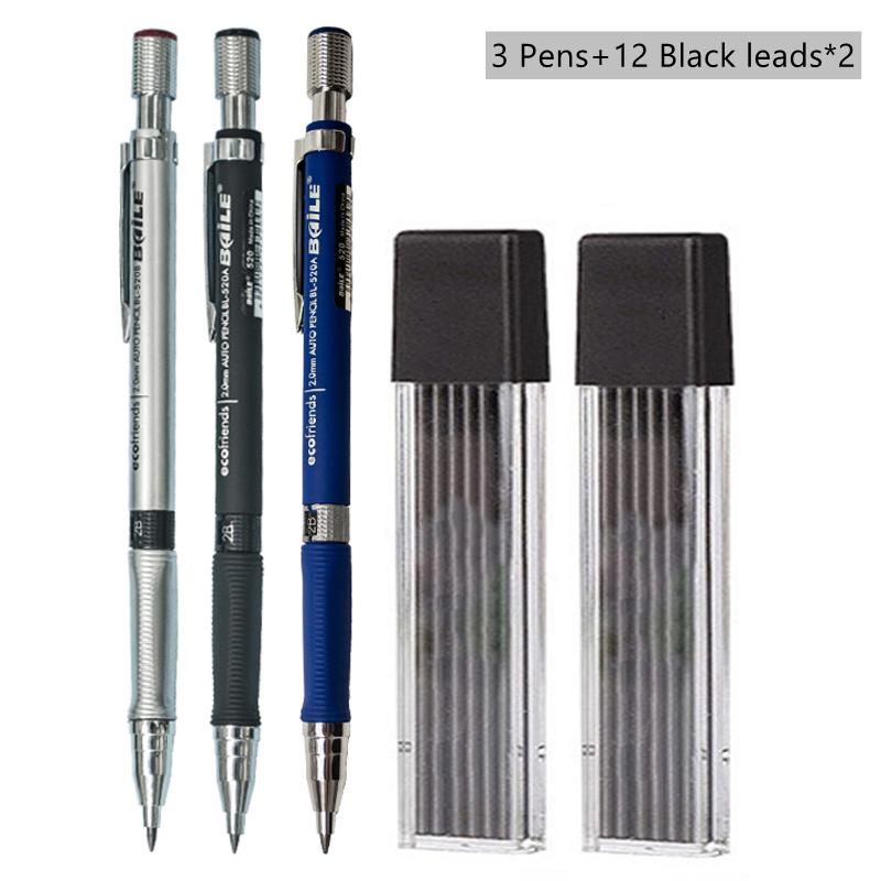 2.0mm Mechanical Pencil Black/Color Lead Refill Sketching Pencil Art Sketch Painting Writing Tool For School Office Stationery