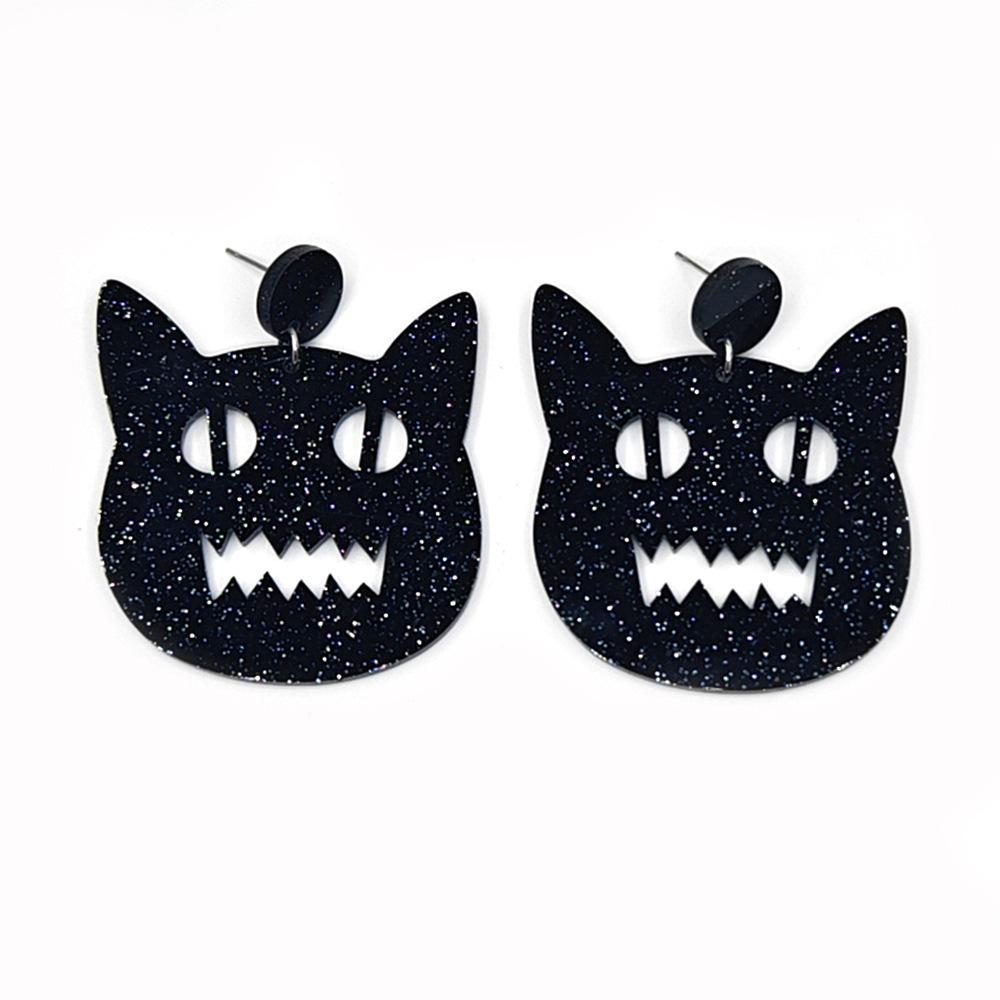 

Pink Acrylic Multi-Color Cat Ear Studs: Hip Hop Animal Earrings for Women чёрный