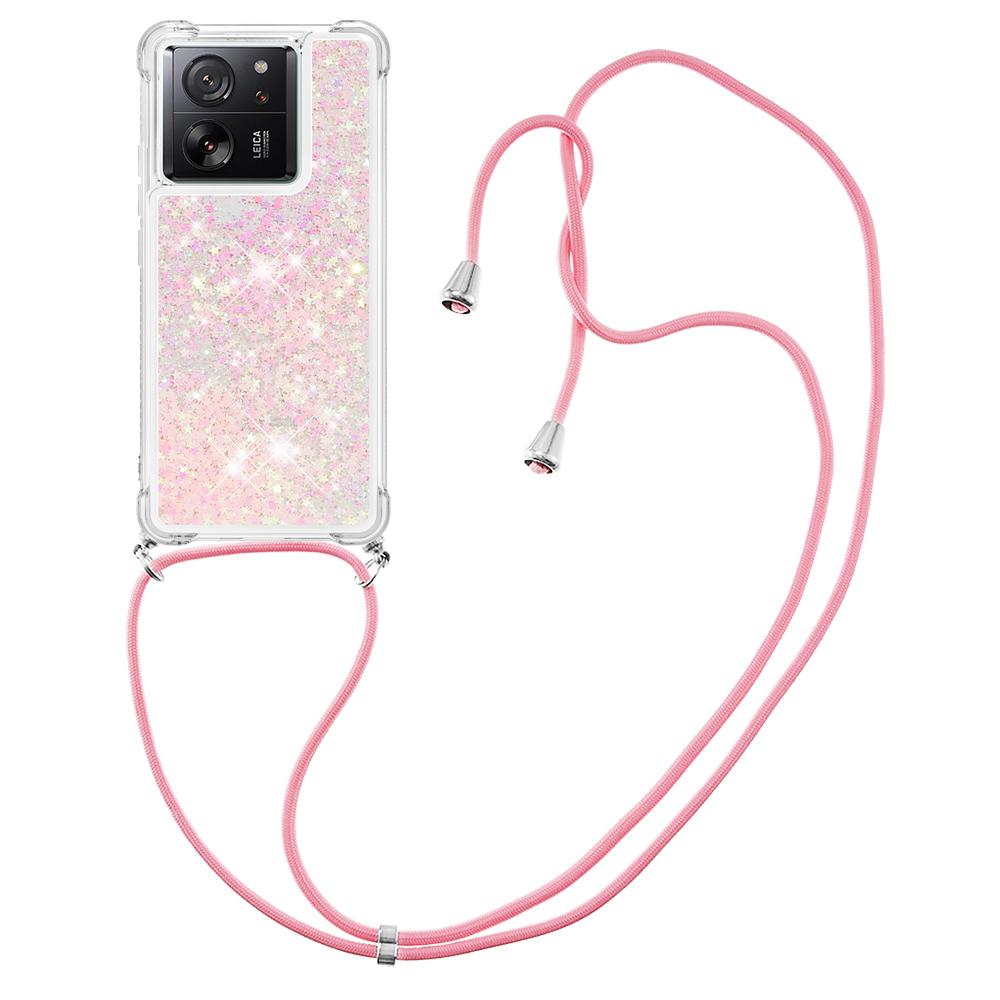 

For Xiaomi 13T/13T Pro/Redmi K60 Ultra TPU Case Quicksand Design Phone Cover with Lanyard Pink/Pentagrams