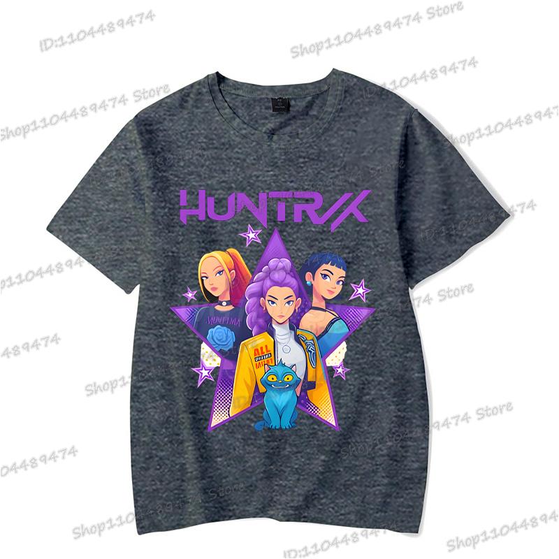 Vintage Kpop Demon Hunters Anime T-shirt Rumi Zoey Mira Print T Shirt Harajuku Cartoon Kpop Demon Hunters Teenage Girls Tshirts
