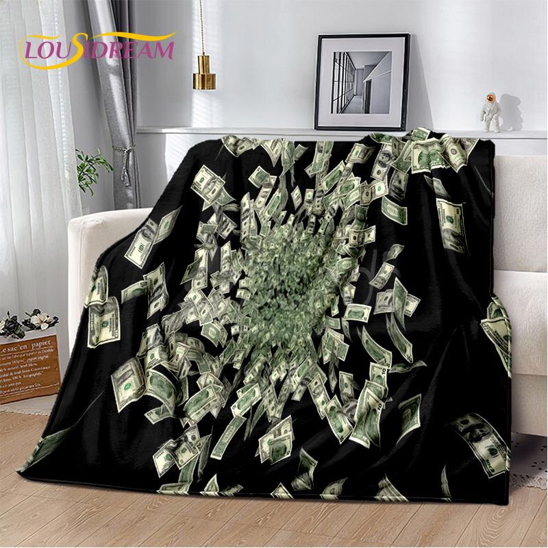Zengin Dolar Euro Pound Para 3D Karikatür Battaniye, Yumuşak Atmak Battaniye Ev Yatak Odası Yatak Kanepe Piknik Ofis Seyahat Kapak Hediye Çocuk