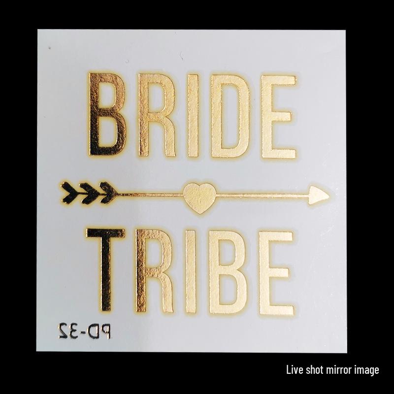 

Team Bride Bachelorette Party Gold Foil Tattoo Stickers for Face or Body 55x55 mm