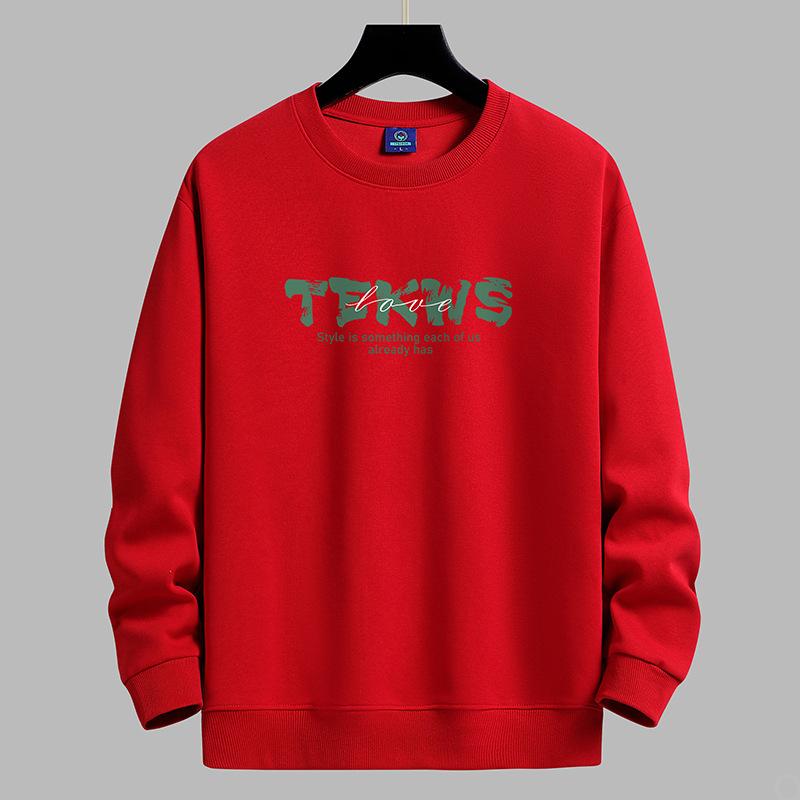 

Осенне-зимняя мужская толстовка с круглым вырезом, повседневная, с длинным рукавом, большой размер 5XL красный