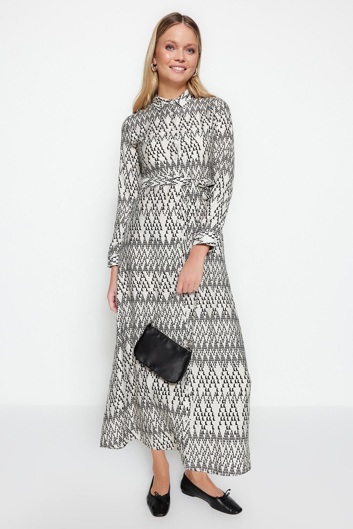 

Платье - Черный - Платье-рубашка