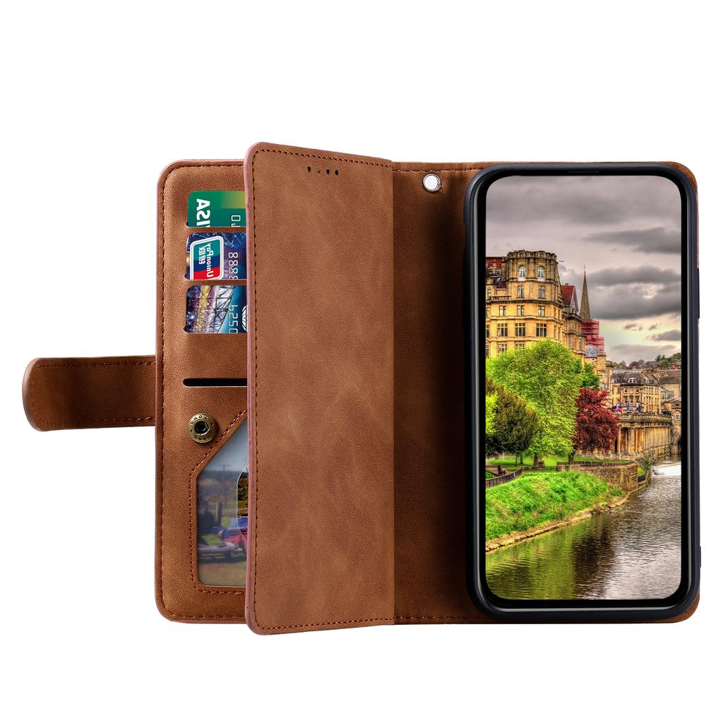 For Xiaomi 15 Pro Case PU Leather Phone Cover with Zipper Wallet 9 Card Slots