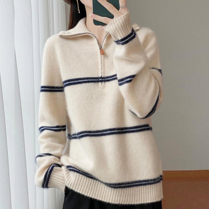 Women Sweater 100% Wool MODERN NEW SAGA Turtleneck Knit Pullover Turn-down Collar Thick Winter Jumpers Female Knit Tops