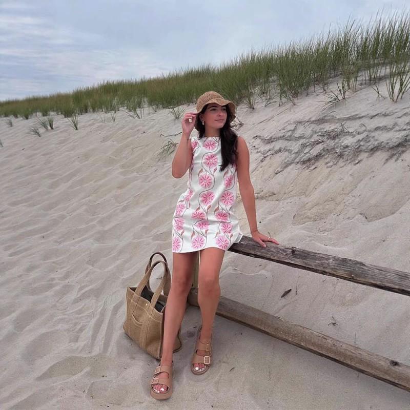 Womens Floral Print Sleeveless A-Line Dress Beach Vacation 2025