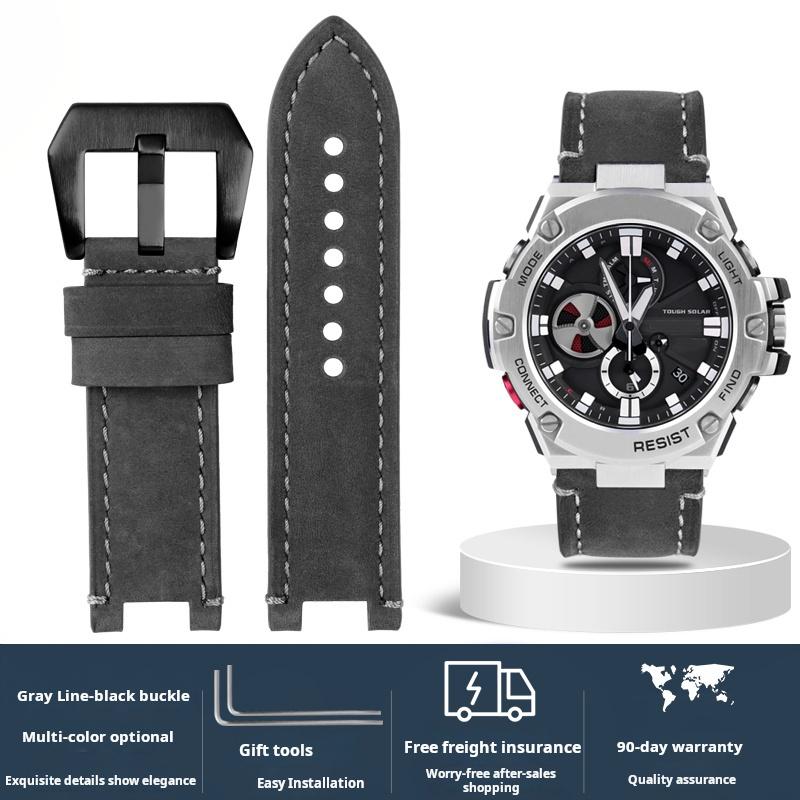 For Casio G-SHOCK series men's watchband Steel Heart GST-B100/S110/S310/W300/410/400g Vintage cowhide watch strap accessories